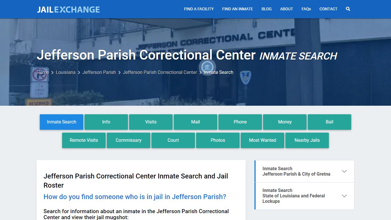 Jefferson Parish Correctional Center Inmate Search - Jail Exchange