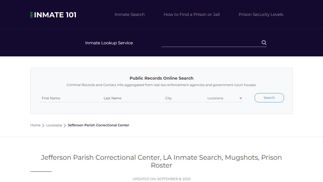 Jefferson Parish Correctional Center, LA Inmate Search, Mugshots ...